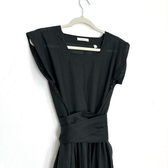 Doen Pacifica linen Wrap Sleeveless Black Midi dress - Picture 8 of 10